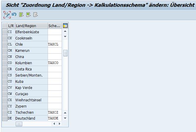 Zuordnung von Ländern und Regionen zu Kalkulationsschemata